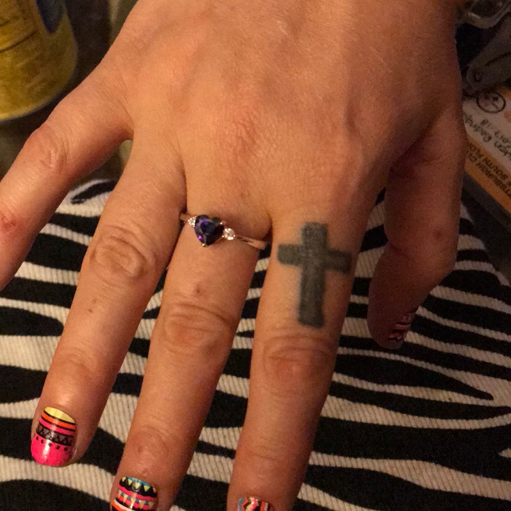 Sterling silver amethyst heart and white topaz